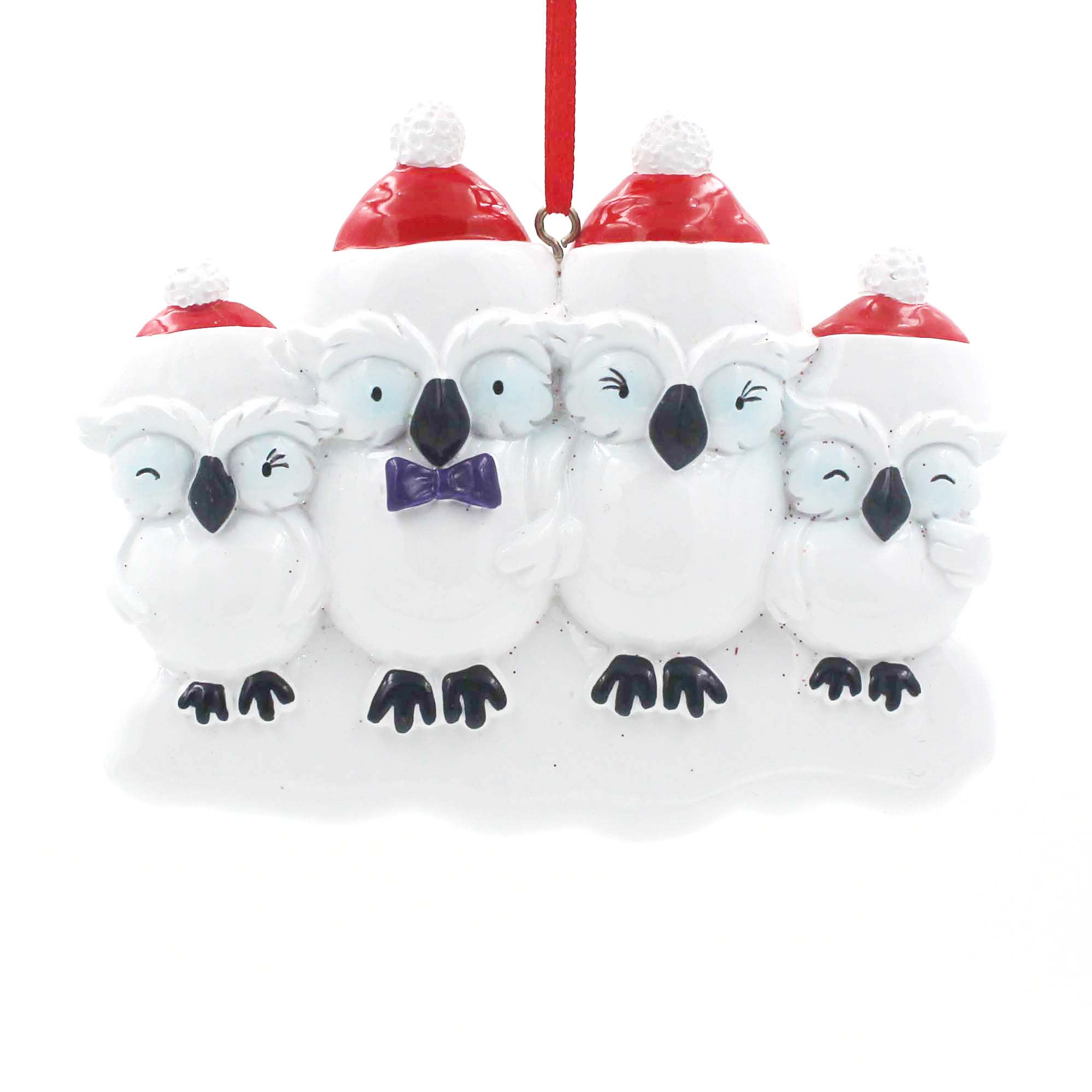 Owl Family Of 6 Personalized Christmas Ornament