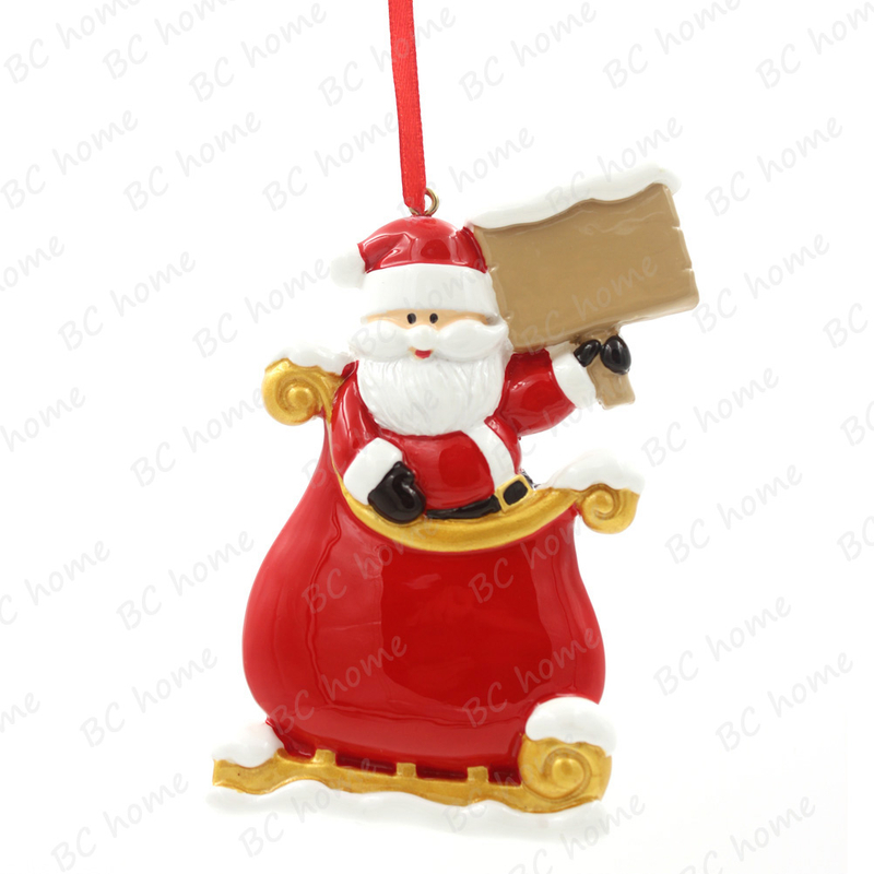Santa Claus In Sled Ornament Personalized Christmas Tree Ornament