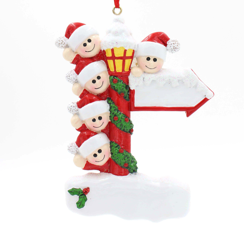 Snowman With Lamp Family Of 6 Personalized Christmas Tree Ornament