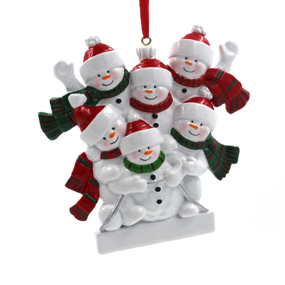 Snowman Sleigh Family Of 6 Personalized Christmas Tree Ornament