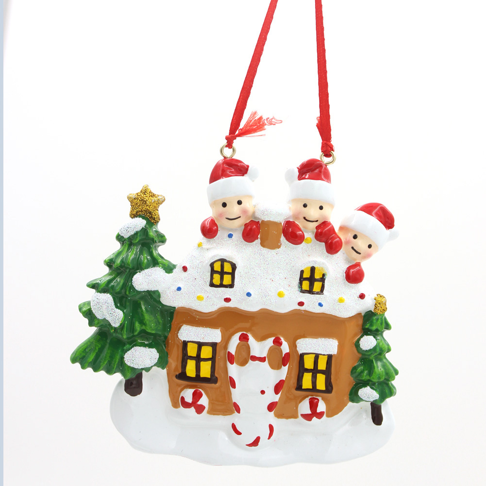 Gingerbread House Family Of 6 Personalized Christmas Tree Ornament