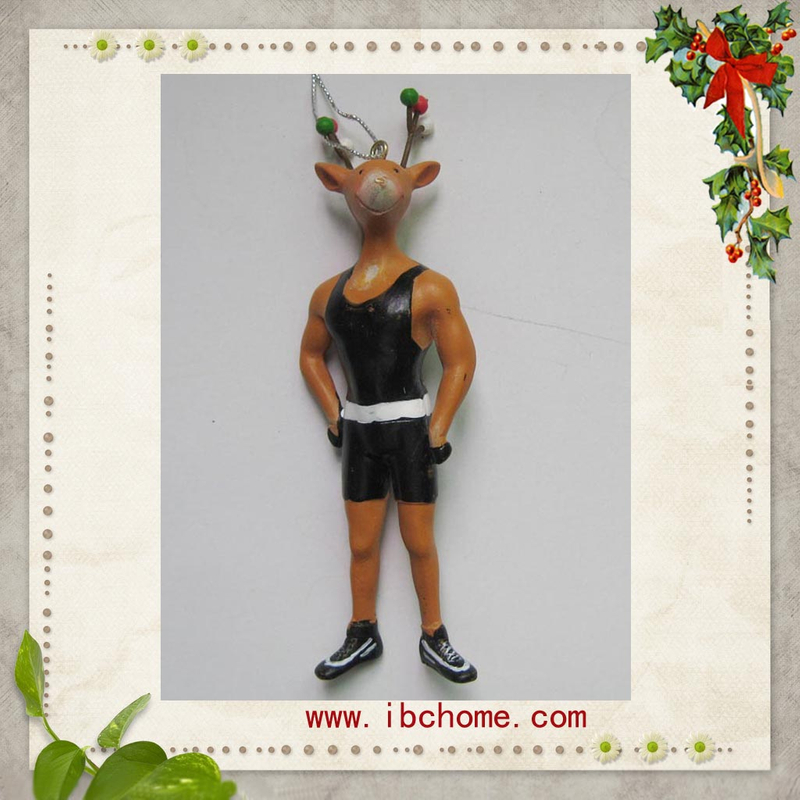 Resin reindeer Christmas tree ornament