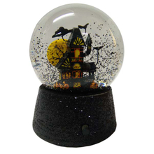 resin haunted house halloween water globe